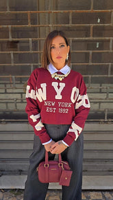 Pull Scritta Bordeaux